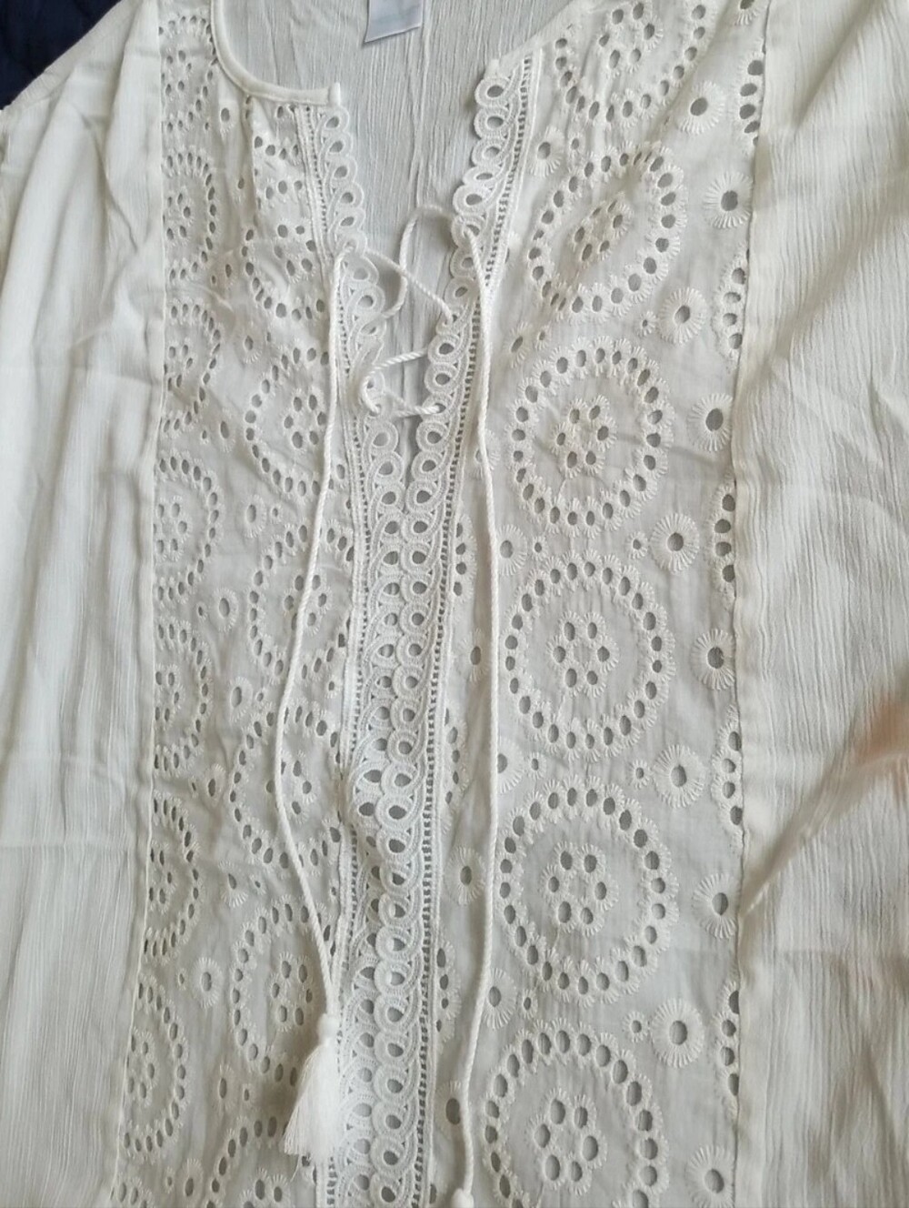 Kona Sol White Lace-up Beach Swim Cover-up Pullover Dress Boho Style Eyelet- M - Picture 8 of 15